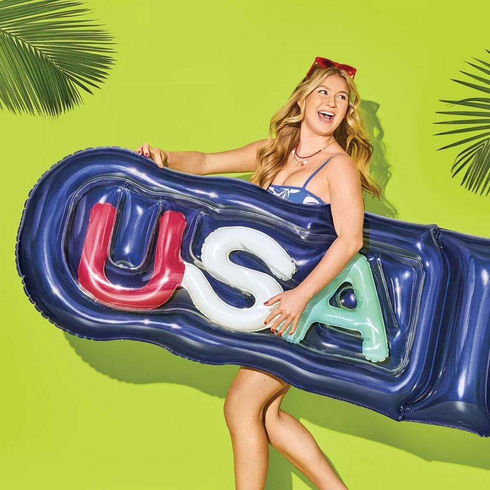 Sun Squad USA Inflatable Lounge Mat 66" Patriotic Pool Float NEW